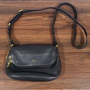 🖤Black Leather Fossil Purse, Crossbody🖤